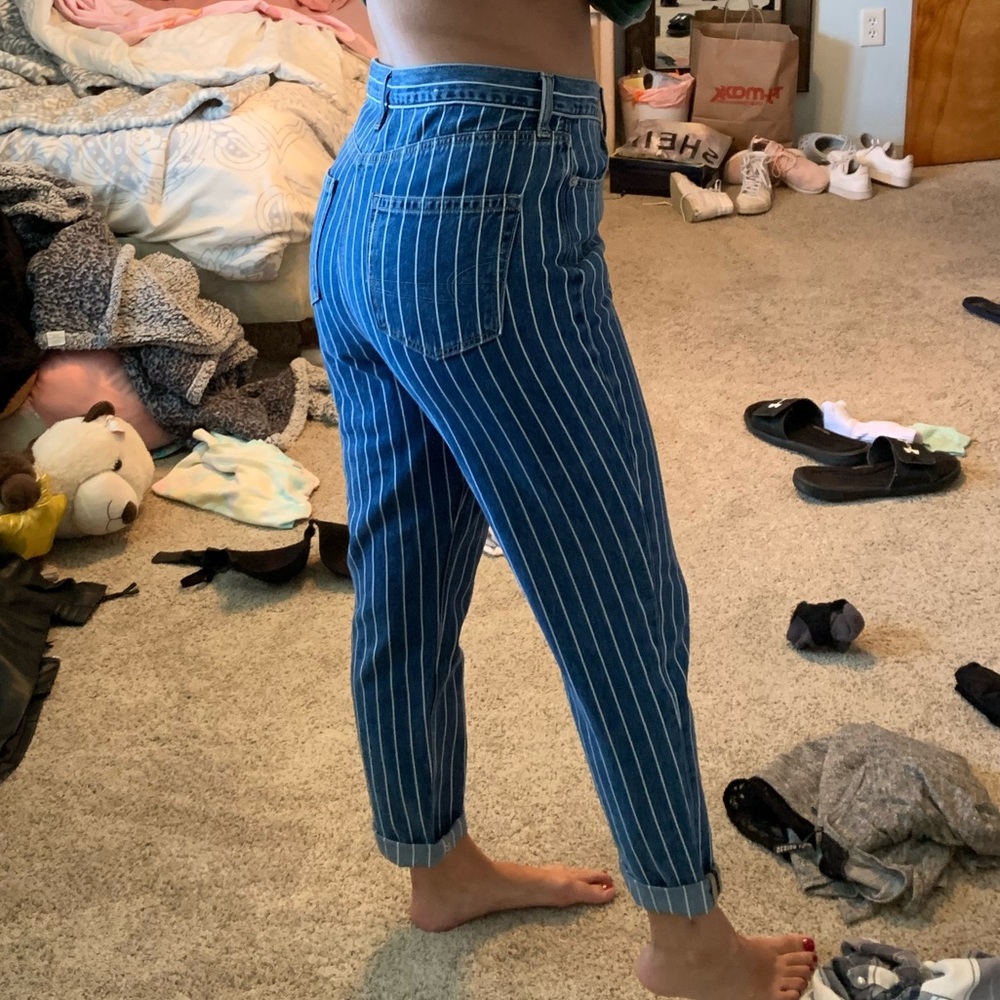 Pinstripe American Eagle Mom Jeans